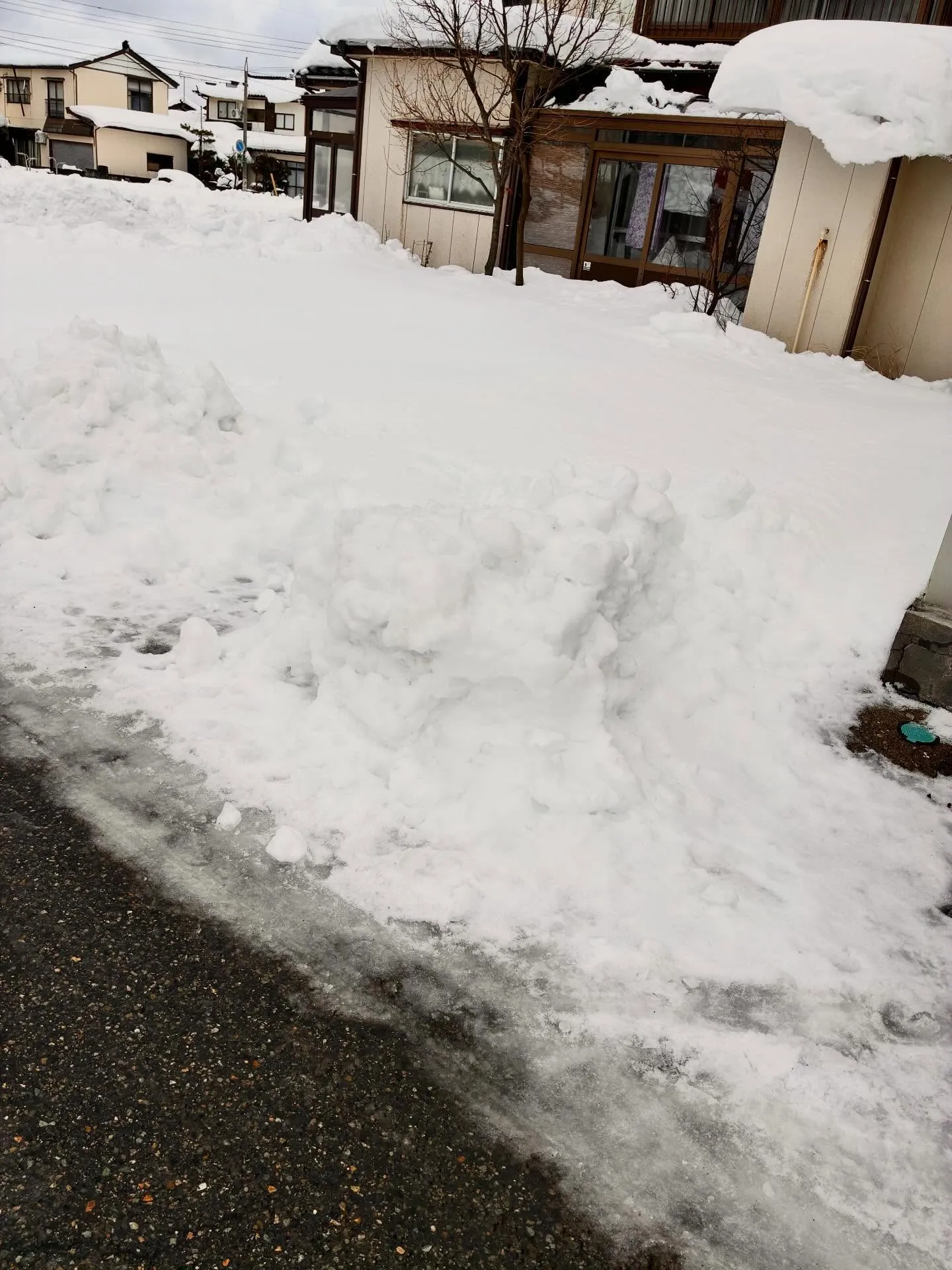 夜中1時から道路の除雪のジョッ席からの駐車場2軒除雪依頼！